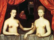 unknow artist Gabrielle d'Estrees and Her Sister,the Duchesse de Villars France oil painting artist